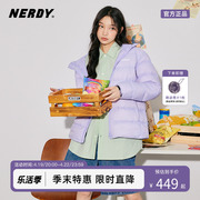 NERDY2023情侣宽松经典logo轻薄保暖连帽羽绒服女外套上衣潮