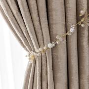 复古新中式简约烫金绒布窗帘成品全遮光加厚客厅卧室落地飘窗丝绒