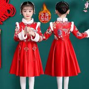 儿童汉服女童冬装中国风连衣裙拜年服女宝加厚加绒过年童装拜年服