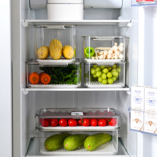 冰箱放菜收纳盒大容量水果保鲜带沥水蔬菜储存抽屉式鸡蛋保鲜盒子