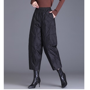 高级棉裤女2023年冬季外穿宽松显瘦欧货羽绒休闲八分裤潮