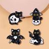 原创万圣节黑猫骷髅卡通胸针创意可爱猫咪甜美领针收腰针金属徽章