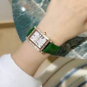 诗高迪时尚简约气质女士手表，镶钻方形个性手表，女牛皮表带防水女表