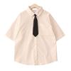 白色jk领带衬衫女短袖夏天日(夏天日)系休闲学生，学院风复古港味小个子衬衣