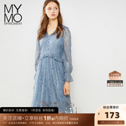 MYMO蕾丝长袖连衣裙M3L517I朗黛春秋收腰减龄高端法式仙女裙