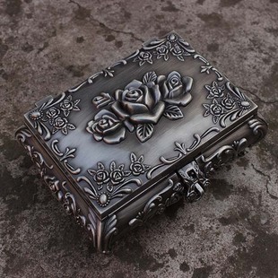 欧式复古锡器饰品盒金属俄罗斯大号首饰盒分格锁扣有隔断珠宝盒子