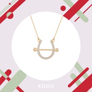 kooji18k项链女小众设计师，款竖琴吊坠2020锁骨，链镶钻时尚