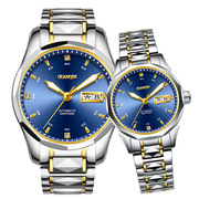 男女士手表自动商务瑞士双日历钨钢情侣手表一对机械表防水