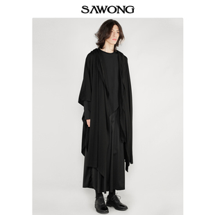 SAWONG春夏原创设计暗黑小众日系中长款七分袖薄外套风衣男女