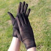 手套女士薄款短款网纱透气冰，丝网纱防紫外线性感黑色简约时尚百搭