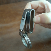 穿皮带钥匙扣男士经典腰挂式纯手工304不锈钢加宽加厚双排钥匙扣