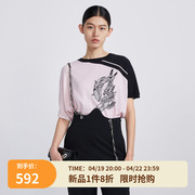 H·GENTEEL荷高 夏风格款主题印花蝙蝠针织衫GCC21650606