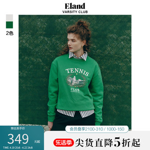 eland衣恋美式运动学院，风卫衣基础款圆领，上衣百搭2024早春