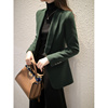 日本墨绿色羊毛小西装外套女秋冬2022气质通勤高级感修身西服