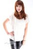 宽松女式t恤白色短袖出口美国金色图案蝙蝠袖，时尚跨境外贸夏0110