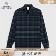 Brooks Brothers/布克兄弟男秋冬扣结领棉质格纹长袖休闲磨毛衬衫