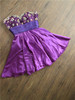 0423a紫色公主抹胸绸缎绑带短款裙，钉珠晚礼服裙宴会气质修身年会t