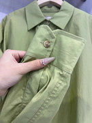 绝了~巨显显白的~果绿色休闲衬衫女韩国东大门翻领独特衬衣服