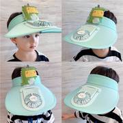 女童帽子夏款宝宝夏季可充电带风扇遮阳帽男童防晒户外儿童大檐空