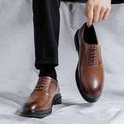 棕色皮鞋男士商务正装增高尖头，西装鞋男款，休闲英伦风结婚伴郎鞋子