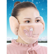 女士口罩秋冬款护耳一体冬季保暖耳罩二合一女式冬天高颜值可水洗