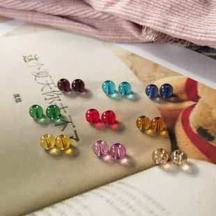 diy手工6mm透明水晶散珠圆珠子饰品耳饰材料，玻璃珠光珠发簪珠帘