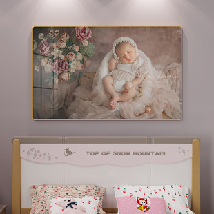 相框挂墙定制儿童宝宝床头照片，婚纱照裱框洗全家福，水晶相片高级感