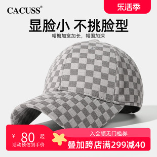 CACUSS棒球帽子女秋冬大头围格子保暖时尚鸭舌帽男士户外帽