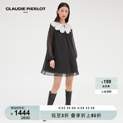 CLAUDIE PIERLOT Outlet春秋女装黑色娃娃领波点连衣裙CFPRO01868