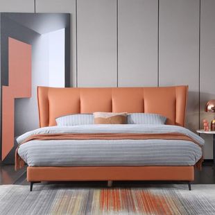鼎高布艺软床1.51.8米双人床，现代简约小户型卧室，软包婚床实木床