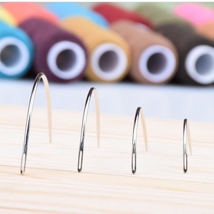 大孔c型弯针手工皮革针曲针假发针缝纫针DIY弧形针皮具工具三角针
