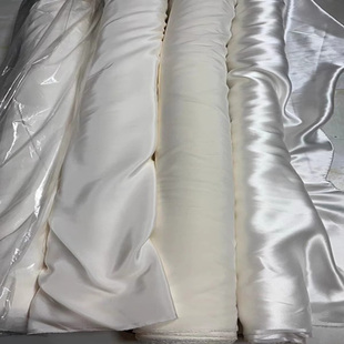白色丝绸布料重磅整卷19姆米真丝素绉缎弹力缎100%桑蚕丝 