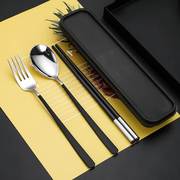 304不锈钢便携餐具套装筷子勺子学叉子学生户外旅行韩式三件套