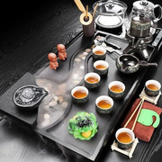 天然乌金石茶盘茶具套装陶瓷，紫砂家用办公简约式小号茶台茶海玻璃
