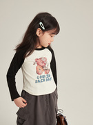 女童长袖t恤韩版儿童春秋装，撞色打底衫，百搭短款宝宝修身上衣
