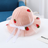 小清新儿童草帽草莓蕾丝可爱女宝宝造型洋气圆顶大沿凉帽遮阳帽女