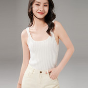 女士镂空麻花夏季羊绒衫，半高领白色紫绒胸垫，针织吊带出售