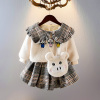 女童冬装连衣裙套装加绒加厚婴儿1岁女宝宝时尚洋气公主裙两件套