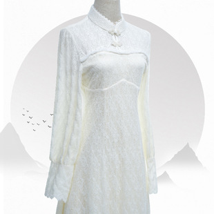 白色秋冬旗袍女新中式年轻款复古中国风女装改良版连衣裙长款