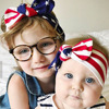 1至5岁宝宝星条旗弹力兔耳朵发带婴儿发箍欧美儿童发饰