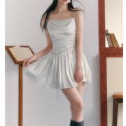 商场cosplay女装设计高ji感纯欲风白色连衣裙高腰吊带裙短款2024
