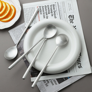 韩式饭勺高颜值ins风长柄勺家用干饭勺汤勺304不锈钢勺子调羹拌饭