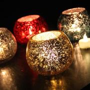 圣诞玻璃球蜡烛台装饰婚庆欧式玻璃工艺品摆件定制