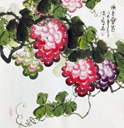 实物图黄艺纯手工，国画宣纸画心葡萄，三尺斗方玄关装饰挂画硕果累累