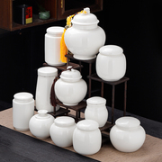 德化白瓷茶叶罐家用陶瓷密封储物便捷旅行茶罐红茶绿茶普洱包装罐