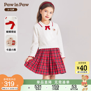 PawinPaw小熊童装24年春夏女童学院风甜美针织连衣裙柔软亲肤