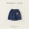 insbobo男童短裤可爱贴标儿童，夏季牛仔裤简约女童，裤子宽松舒适