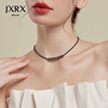JXRX黑色水晶项链女高级感choker颈链时尚独特锁骨链2024