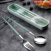 便携筷子勺子套装叉子餐具，三件套学生韩式便携成人可爱筷勺套装