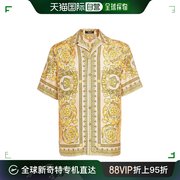香港直邮versace范思哲男士barocco印花真丝短袖衬衫